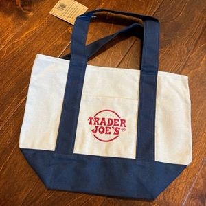 NWT Trader Joe's Mini Canvas Tote Limited Edition blue